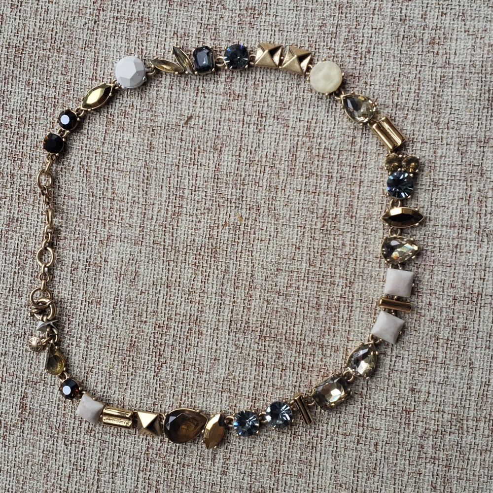 J.Crew Taupe mixed crystal necklace